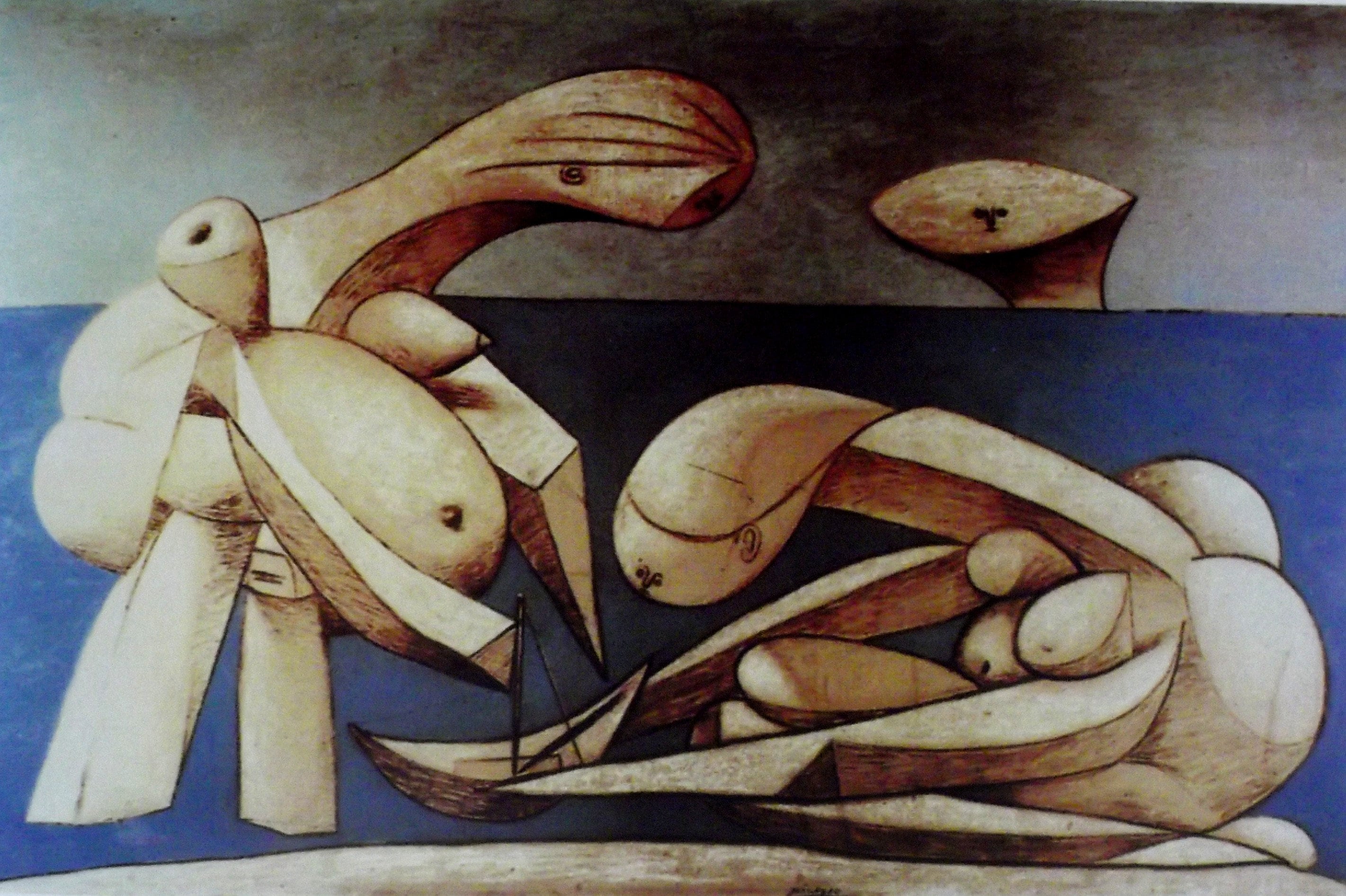 Pablo Picasso AUTHENTIC Print: Bathers With Toy Boat, Textured Image with Fine Art Coating