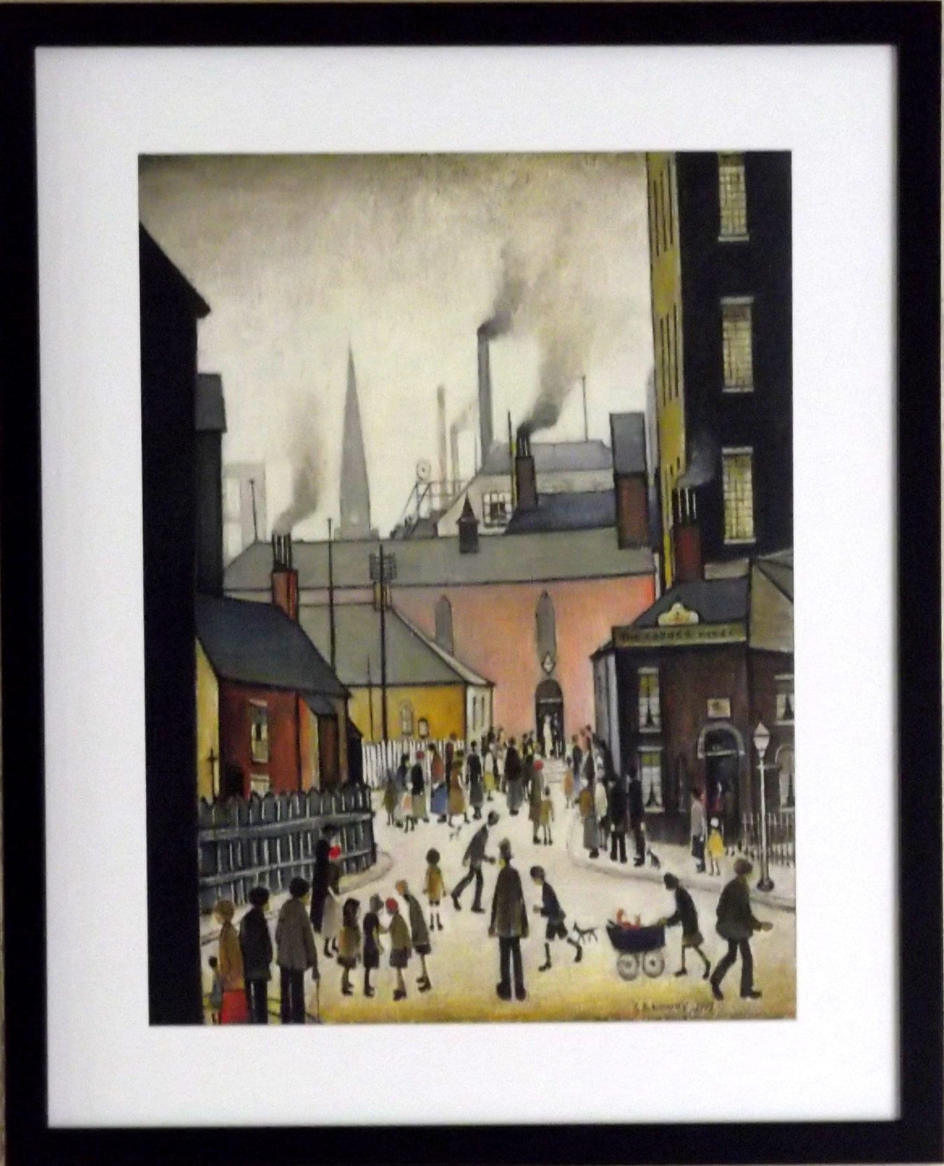 L S Lowry Print - AFTER the WEDDING - Black Frame with Mount and Textured Image