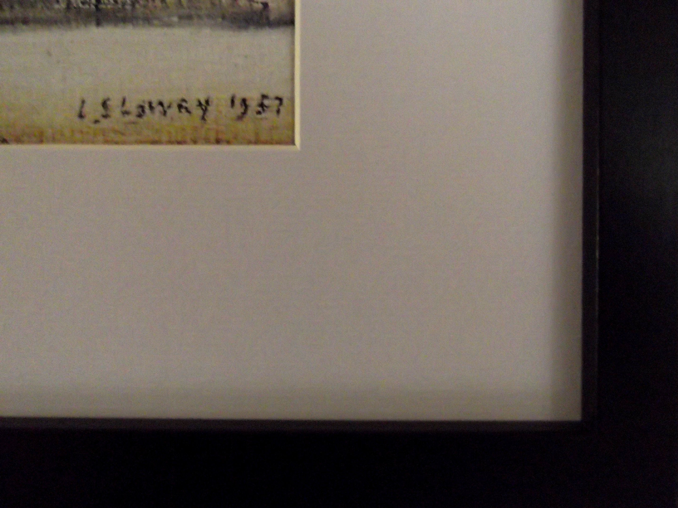 L S Lowry Art Print – Man Lying on a Wall, Black Frame
