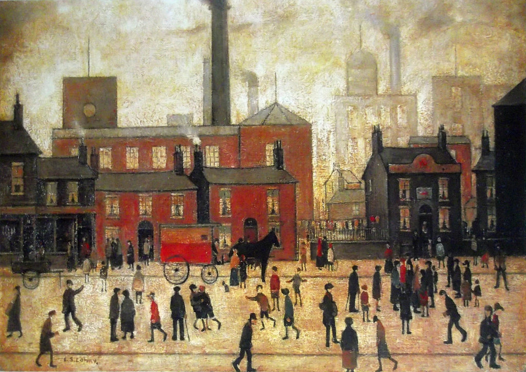 L S Lowry Authentic Print - Coming Home From The Mill, Textured Image with Fine Art Coating
