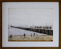 L S Lowry AUTHENTIC Art Print - Jetty at KNOTT END - Light Oak Finish Frame with White mount and Textured Image