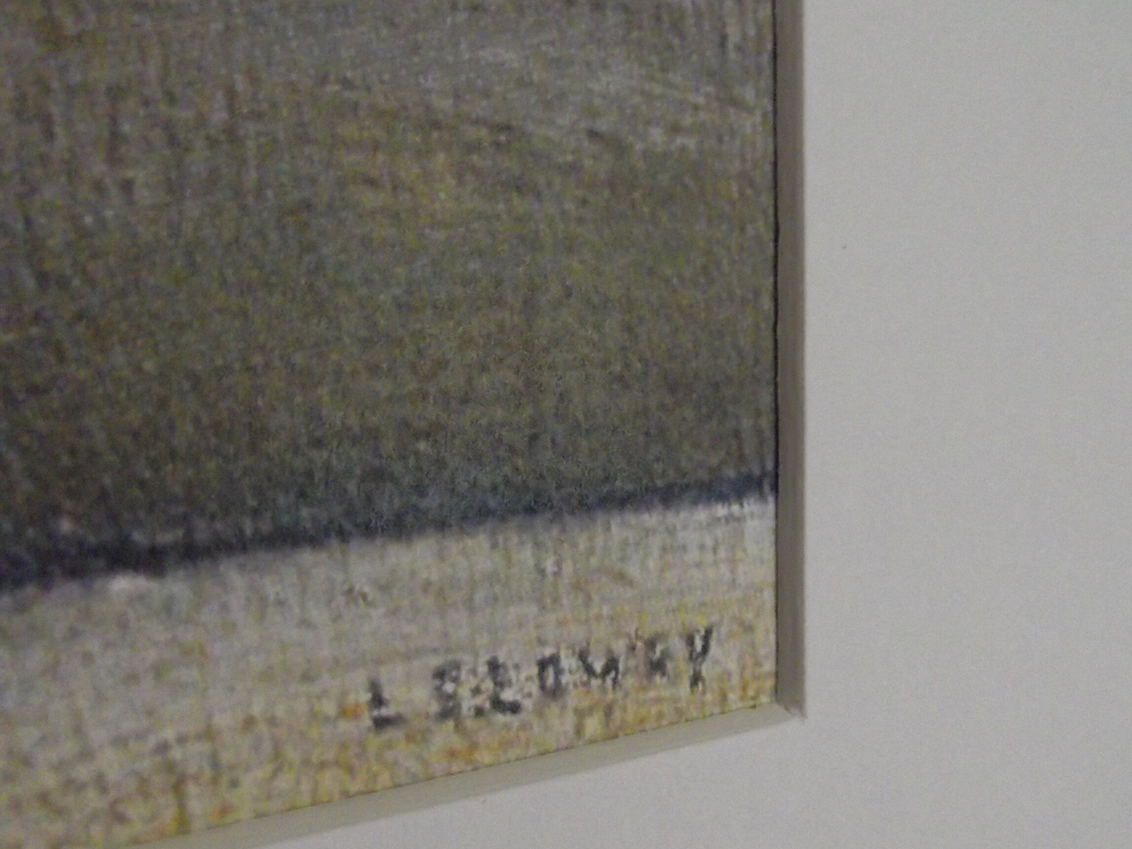 L S Lowry Art Print - Factory at WIDNES - Light Oak Finish Frame with White mount and Textured Image