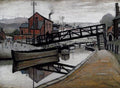 L S Lowry AUTHENTIC Print - Barges on a Canal - Textured Image with Fine Art Coating