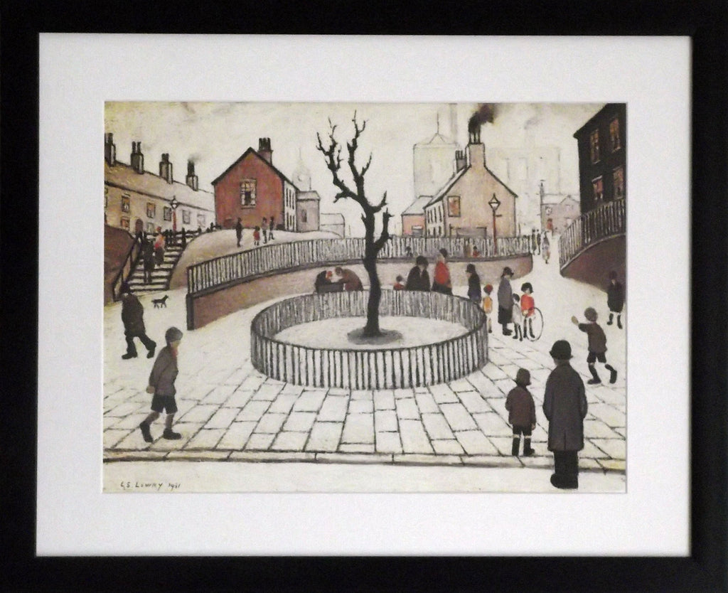 L S Lowry AUTHENTIC Print - THE TREE - Black Frame with White Mount and Textured Image