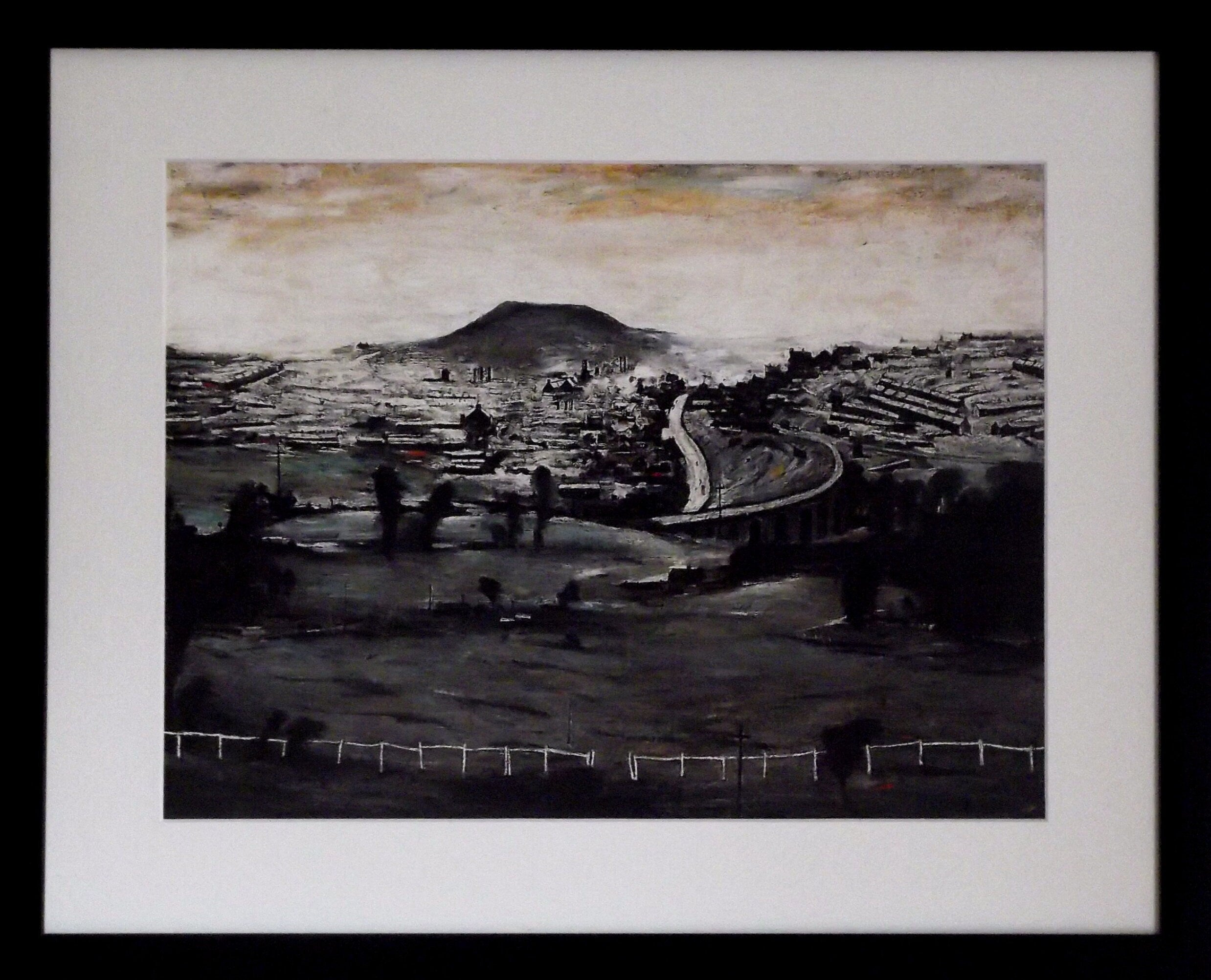 L S Lowry AUTHENTIC Print - BARGOED - Black Frame with Mount and Textured Image