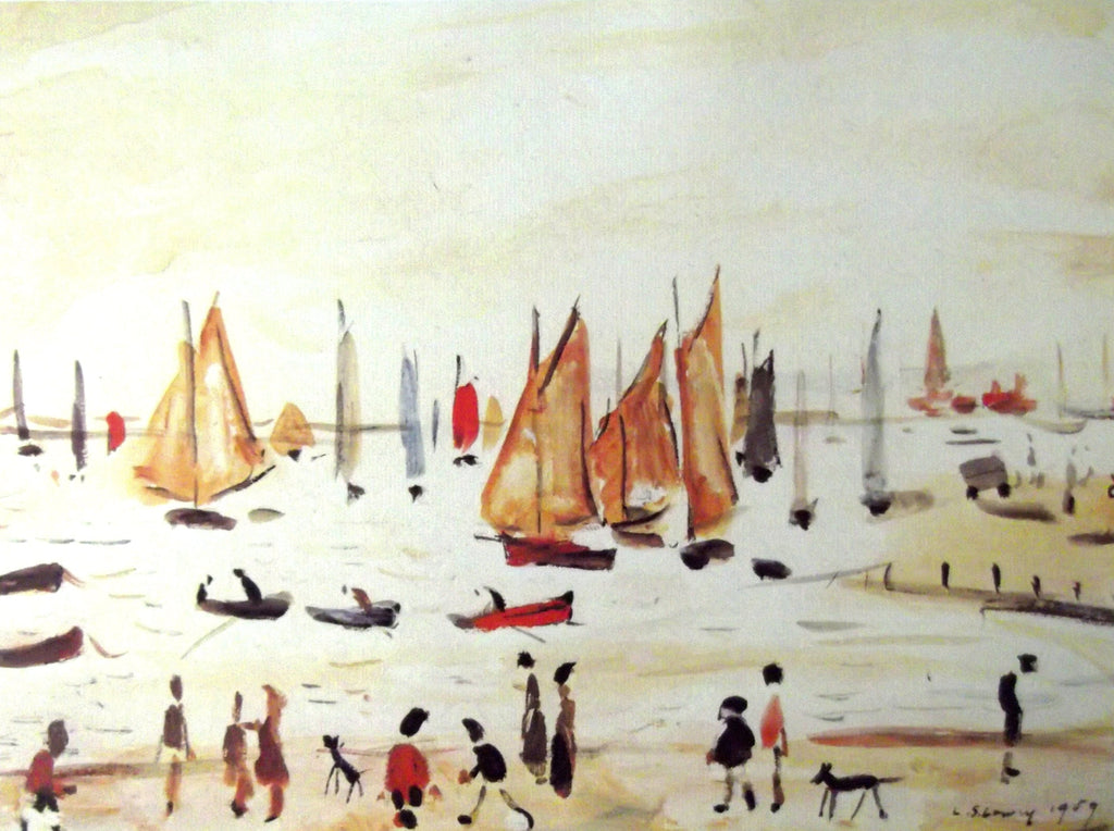 L S Lowry AUTHENTIC Print - Yachts 1959 - Textured Image with Fine Art Coating