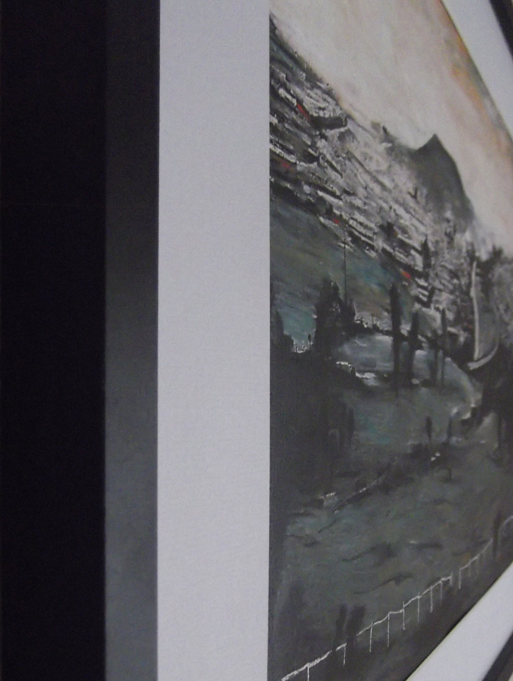 L S Lowry 'Bargoed' Art Print: Textured Image, Black Frame