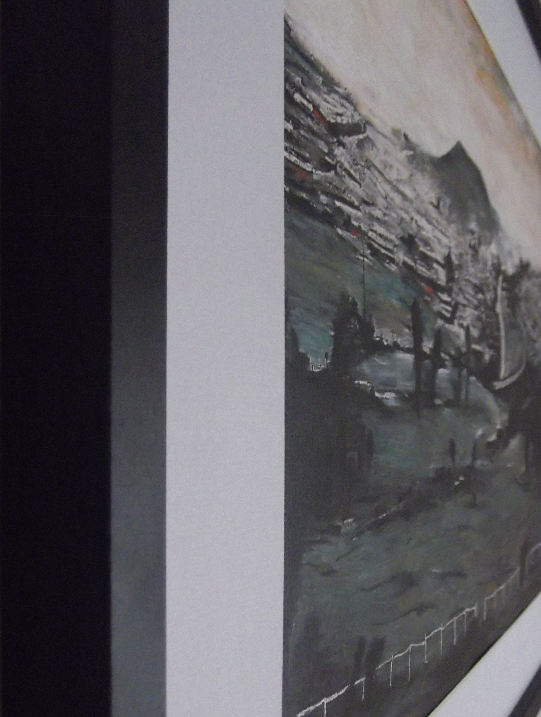 L S Lowry 'Bargoed' Art Print: Textured Image, Black Frame