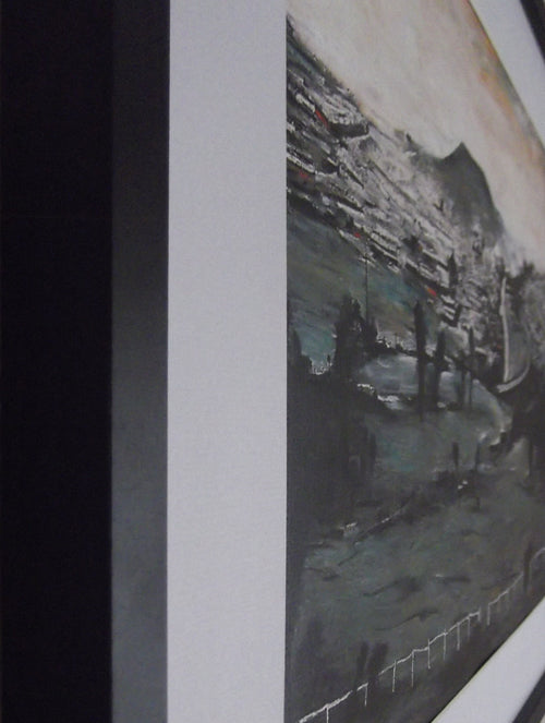 L S Lowry 'Bargoed' Art Print: Textured Image, Black Frame